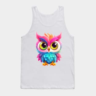 Cute rainbow owl. Sticker Clipart. Tank Top